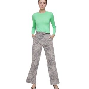 Aritzia Babaton Sadiki Snake Print High Rise Pants Wide Leg Python Trousers Sz 8